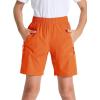 imageDEVOROPA Youth Boys Hiking Cargo Shorts Lightweight Quick Dry Athletic Running Workout Shorts Water Resistant Zip PocketsOrange