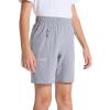 imageDEVOROPA Youth Boys Hiking Cargo Shorts Lightweight Quick Dry Athletic Running Workout Shorts Water Resistant Zip PocketsLight Gray