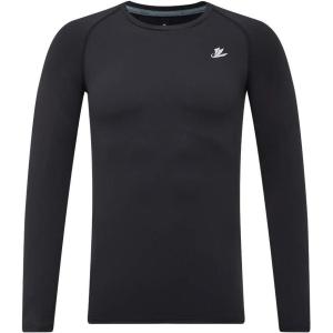 imageDEVOROPA Youth Boys Compression Shirt Long Sleeve Football Baseball Undershirt Quick Dry Kids Sports Baselayer CrewneckBlack