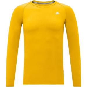 imageDEVOROPA Youth Boys Compression Shirt Long Sleeve Football Baseball Undershirt Quick Dry Kids Sports Baselayer CrewneckGold