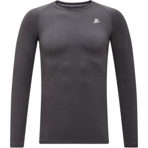 imageDEVOROPA Youth Boys Compression Shirt Long Sleeve Football Baseball Undershirt Quick Dry Kids Sports Baselayer CrewneckGray