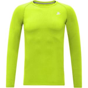 imageDEVOROPA Youth Boys Compression Shirt Long Sleeve Football Baseball Undershirt Quick Dry Kids Sports Baselayer CrewneckLime