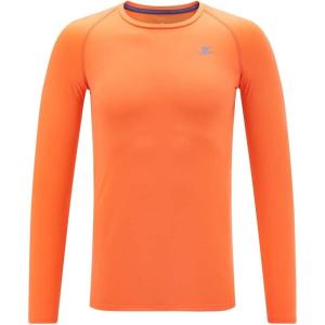 imageDEVOROPA Youth Boys Compression Shirt Long Sleeve Football Baseball Undershirt Quick Dry Kids Sports Baselayer CrewneckOrange