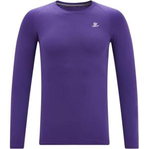 imageDEVOROPA Youth Boys Compression Shirt Long Sleeve Football Baseball Undershirt Quick Dry Kids Sports Baselayer CrewneckPurple