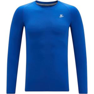 imageDEVOROPA Youth Boys Compression Shirt Long Sleeve Football Baseball Undershirt Quick Dry Kids Sports Baselayer CrewneckRoyal