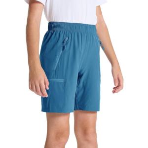 imageDEVOROPA Youth Boys Hiking Cargo Shorts Lightweight Quick Dry Athletic Running Workout Shorts Water Resistant Zip PocketsGray Blue