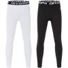 imageDEVOROPA Boys Leggings Quick Dry Youth Compression Pants Sports Tights Basketball Baseball Base Layer HuskySlimRegular Fit2blackWhite