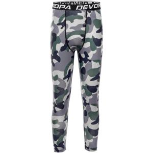 imageDEVOROPA Boys Leggings Quick Dry Youth Compression Pants Sports Tights Basketball Baseball Base Layer HuskySlimRegular Fit34 Camo