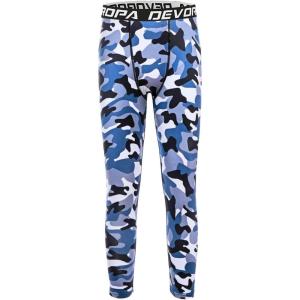 imageDEVOROPA Boys Leggings Quick Dry Youth Compression Pants Sports Tights Basketball Baseball Base Layer HuskySlimRegular Fit34 Camo Blue