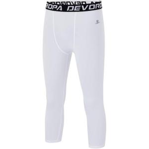 imageDEVOROPA Boys Leggings Quick Dry Youth Compression Pants Sports Tights Basketball Baseball Base Layer HuskySlimRegular Fit34 Lengthwhite