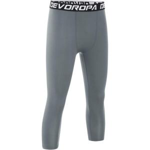 imageDEVOROPA Boys Leggings Quick Dry Youth Compression Pants Sports Tights Basketball Baseball Base Layer HuskySlimRegular Fit34 Light Grey