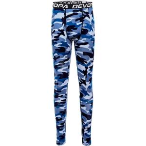imageDEVOROPA Boys Leggings Quick Dry Youth Compression Pants Sports Tights Basketball Baseball Base Layer HuskySlimRegular FitCamo Blue