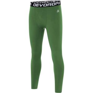 imageDEVOROPA Boys Leggings Quick Dry Youth Compression Pants Sports Tights Basketball Baseball Base Layer HuskySlimRegular FitGreen