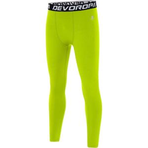 imageDEVOROPA Boys Leggings Quick Dry Youth Compression Pants Sports Tights Basketball Baseball Base Layer HuskySlimRegular FitLime