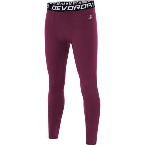 imageDEVOROPA Boys Leggings Quick Dry Youth Compression Pants Sports Tights Basketball Baseball Base Layer HuskySlimRegular FitMaroon