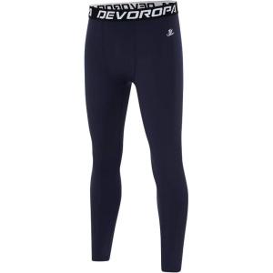 imageDEVOROPA Boys Leggings Quick Dry Youth Compression Pants Sports Tights Basketball Baseball Base Layer HuskySlimRegular FitNavy