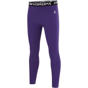 imageDEVOROPA Boys Leggings Quick Dry Youth Compression Pants Sports Tights Basketball Baseball Base Layer HuskySlimRegular FitPurple