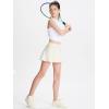 imageDEVOROPA Girls Tennis Skirts Stretch Adjustable Waist Youth Golf Athletic Pleated Skorts Lining Kids Cheer Shorts PocketBeige