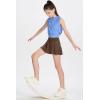 imageDEVOROPA Girls Tennis Skirts Stretch Adjustable Waist Youth Golf Athletic Pleated Skorts Lining Kids Cheer Shorts PocketBrown