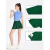 imageDEVOROPA Girls Tennis Skirts Stretch Adjustable Waist Youth Golf Athletic Pleated Skorts Lining Kids Cheer Shorts PocketGreen