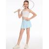 imageDEVOROPA Girls Tennis Skirts Stretch Adjustable Waist Youth Golf Athletic Pleated Skorts Lining Kids Cheer Shorts PocketLight Blue