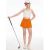imageDEVOROPA Girls Tennis Skirts Stretch Adjustable Waist Youth Golf Athletic Pleated Skorts Lining Kids Cheer Shorts PocketOrange
