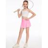 imageDEVOROPA Girls Tennis Skirts Stretch Adjustable Waist Youth Golf Athletic Pleated Skorts Lining Kids Cheer Shorts PocketPink