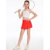 imageDEVOROPA Girls Tennis Skirts Stretch Adjustable Waist Youth Golf Athletic Pleated Skorts Lining Kids Cheer Shorts PocketRed