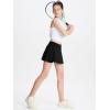 imageDEVOROPA Youth Girls Tennis Skirts Crossover Waist 2 in 1 Flowy Athletic Skorts with Pocket Golf Cheer School Shorts for KidsBlack