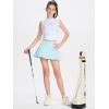 imageDEVOROPA Youth Girls Tennis Skirts Crossover Waist 2 in 1 Flowy Athletic Skorts with Pocket Golf Cheer School Shorts for KidsLight Blue