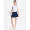 imageDEVOROPA Youth Girls Tennis Skirts Crossover Waist 2 in 1 Flowy Athletic Skorts with Pocket Golf Cheer School Shorts for KidsNavy
