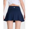 imageDEVOROPA Youth Girls Tennis Skirts Crossover Waist 2 in 1 Flowy Athletic Skorts with Pocket Golf Cheer School Shorts for KidsNavy