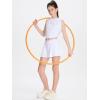 imageDEVOROPA Youth Girls Tennis Skirts Crossover Waist 2 in 1 Flowy Athletic Skorts with Pocket Golf Cheer School Shorts for KidsWhite