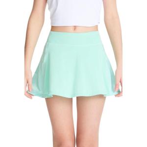 imageDEVOROPA Girls Tennis Skirts Stretch Adjustable Waist Youth Golf Athletic Pleated Skorts Lining Kids Cheer Shorts PocketTeal