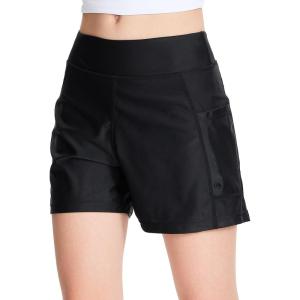 imageDEVOROPA Youth Girls Swim Board Shorts with Mesh Liner Quick Dry Beach Summer Swimwear Kids Swimming Shorts UPF 50 PocketsBlack