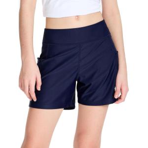 imageDEVOROPA Youth Girls Swim Board Shorts with Mesh Liner Quick Dry Beach Summer Swimwear Kids Swimming Shorts UPF 50 PocketsNavy