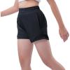 imageDEVOROPA Girls Athletic Shorts with Zip Pockets Lightweight Running Sports Active Basketball Shorts Kids Gym Preppy ShortsBlack