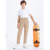 imageDEVOROPA Youth Boys Golf Pants Stretch Flat Front Dress Athletic Casual Pants School Uniform Chino Twill Pants PocketsKhaki