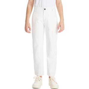 imageDEVOROPA 3T4T5T6T Toddler to Youth Boys Golf Pants Quick Dry Athletic Chino Flat Front Pants Kids School Uniform TwillWhite