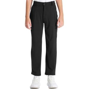 imageDEVOROPA Youth Boys Golf Pants Stretch Flat Front Dress Athletic Casual Pants School Uniform Chino Twill Pants PocketsBlack
