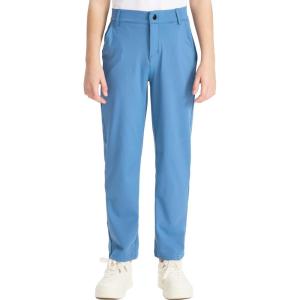 imageDEVOROPA Youth Boys Golf Pants Stretch Flat Front Dress Athletic Casual Pants School Uniform Chino Twill Pants PocketsBlue