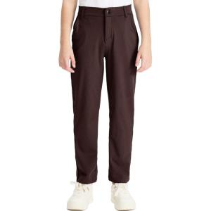 imageDEVOROPA Youth Boys Golf Pants Stretch Flat Front Dress Athletic Casual Pants School Uniform Chino Twill Pants PocketsBrown