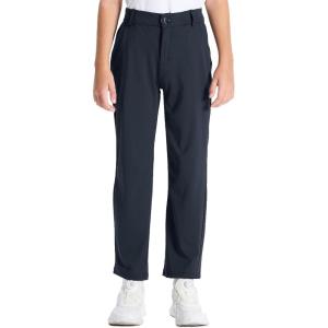 imageDEVOROPA Youth Boys Golf Pants Stretch Flat Front Dress Athletic Casual Pants School Uniform Chino Twill Pants PocketsIron Gray
