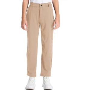 imageDEVOROPA Youth Boys Golf Pants Stretch Flat Front Dress Athletic Casual Pants School Uniform Chino Twill Pants PocketsKhaki