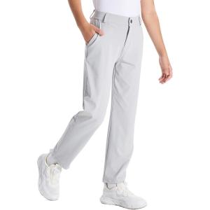 imageDEVOROPA Youth Boys Golf Pants Stretch Flat Front Dress Athletic Casual Pants School Uniform Chino Twill Pants PocketsLight Gray