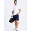imageDEVOROPA Mens Athletic Running Shorts 7 Inch Lightweight Quick Dry Gym Workout Basketball Hiking Sports Shorts Zipper PocketsNavy
