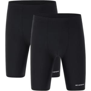 imageDEVOROPA Boys Swim Jammers Youth Competitive Swim Team Trunks Racing Swimsuit Athletic Swimming Shorts SlimStandardHusky2 PackblackBlack