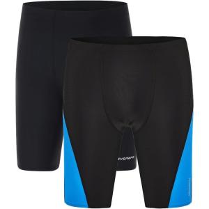 imageDEVOROPA Boys Swim Jammers Youth Competitive Swim Team Trunks Racing Swimsuit Athletic Swimming Shorts SlimStandardHusky2 PackblackBlackblue