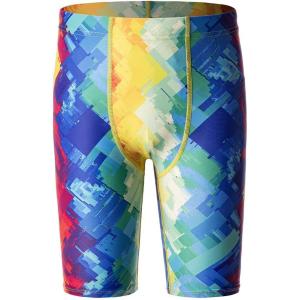 imageDEVOROPA Boys Swim Jammers Youth Competitive Swim Team Trunks Racing Swimsuit Athletic Swimming Shorts SlimStandardHuskyAbstract F