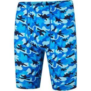 imageDEVOROPA Boys Swim Jammers Youth Competitive Swim Team Trunks Racing Swimsuit Athletic Swimming Shorts SlimStandardHuskyWave Pattern
